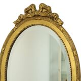 French Oval Facet Cut Mirror with Bow Classic 51cm