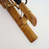 Pair of bamboo rattan lantern wall lights. 50s 60s