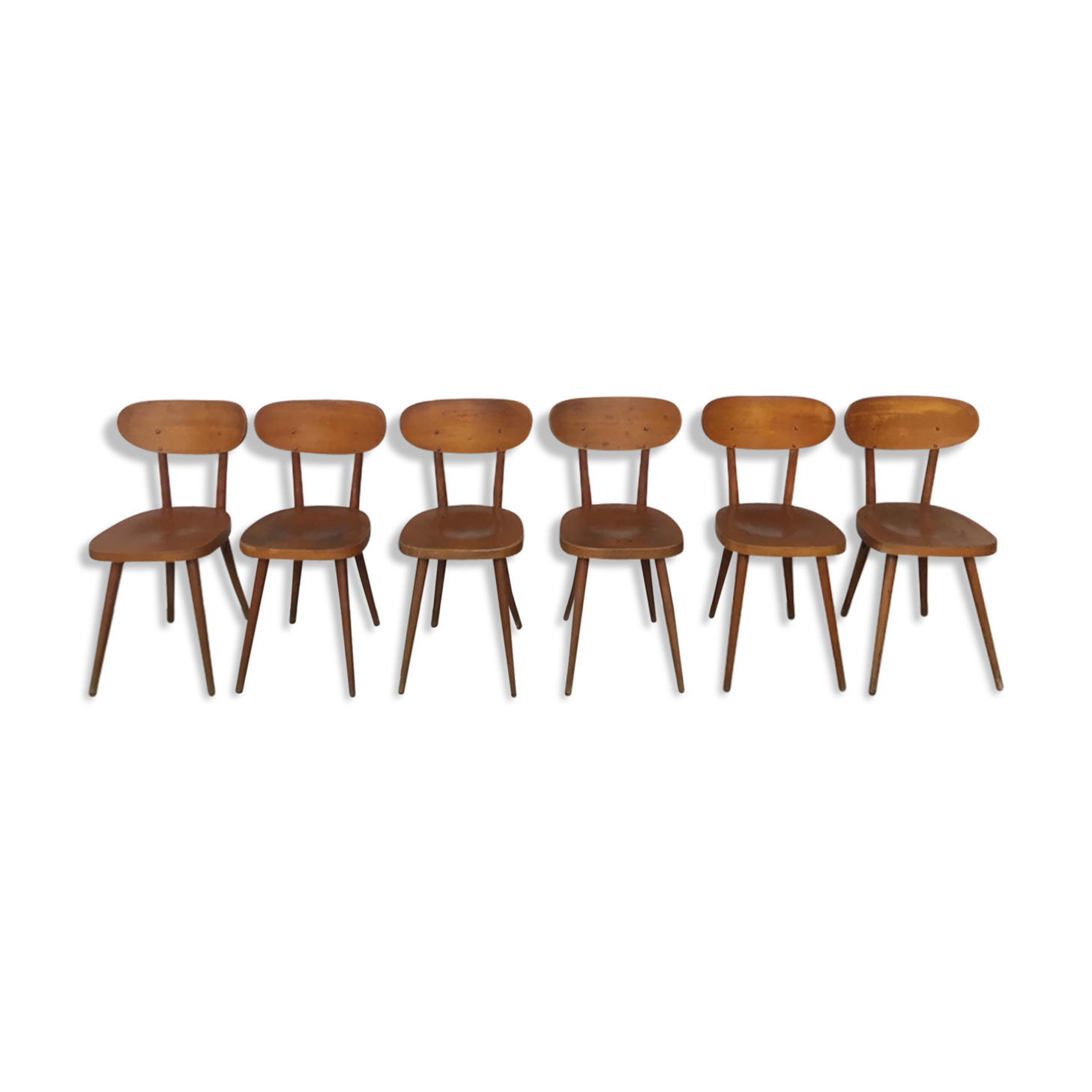 Series of 6 chair baumann scandinavian beech spirit 1950 1960 vintage design