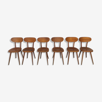 Série de 6 chaise baumann esprit scandinave hêtre 1950 1960  design vintage