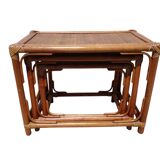 Boho Chic Style Bamboo and Wicker Nesting Tables