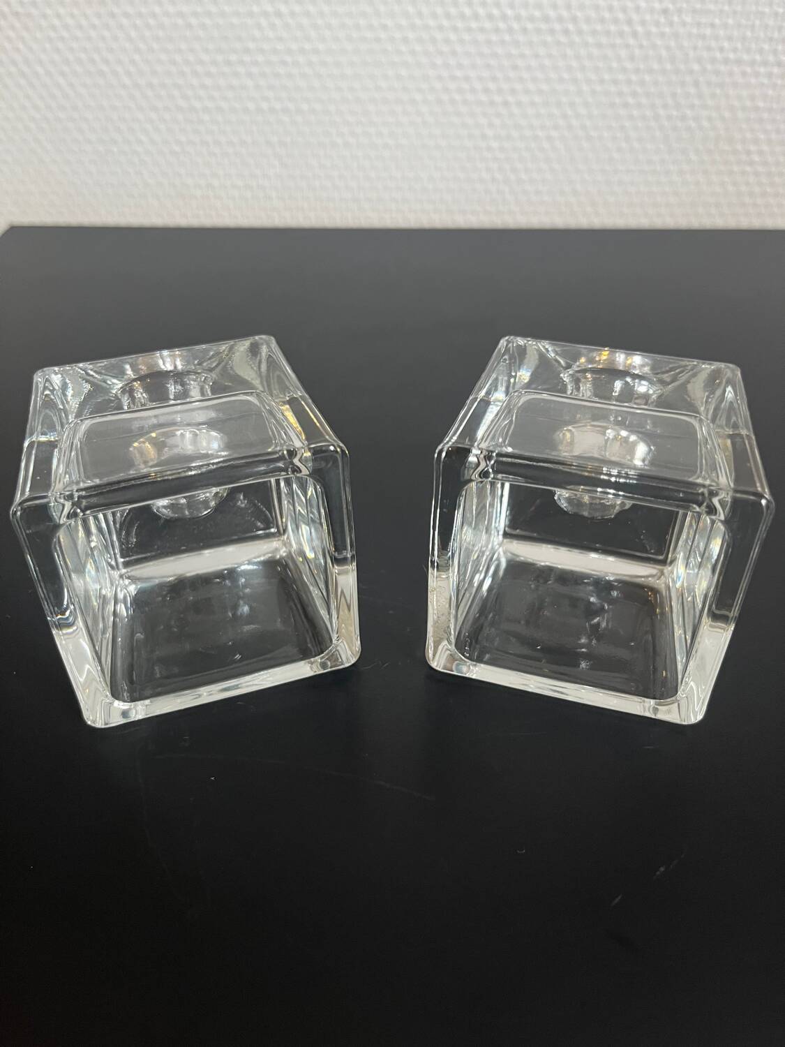 Pair of Ice Cube Dansk tapered candle holders