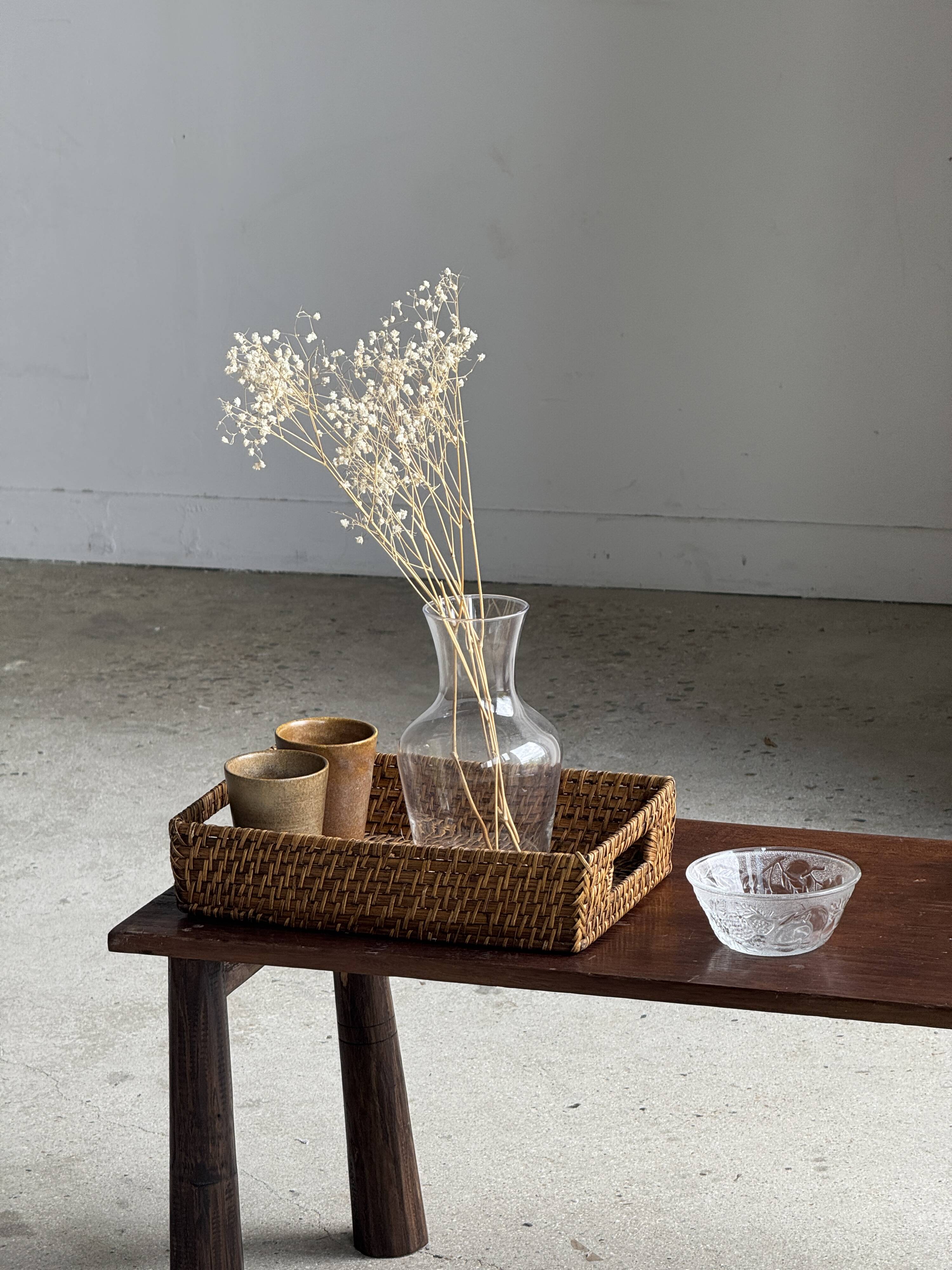 Rectangular woven wicker basket L32 W20 H8 cm