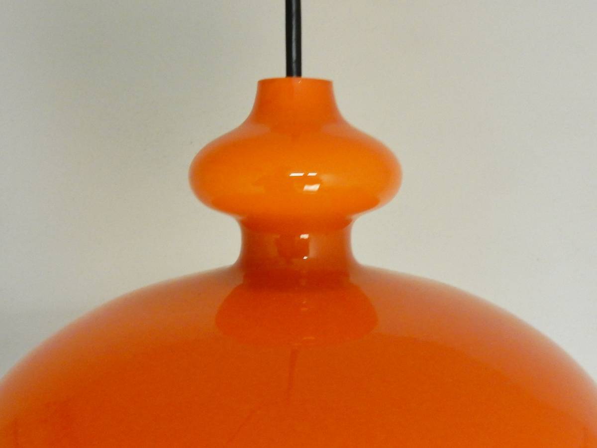 Orange glass pendant lamps by Hans Agne Jakobsson