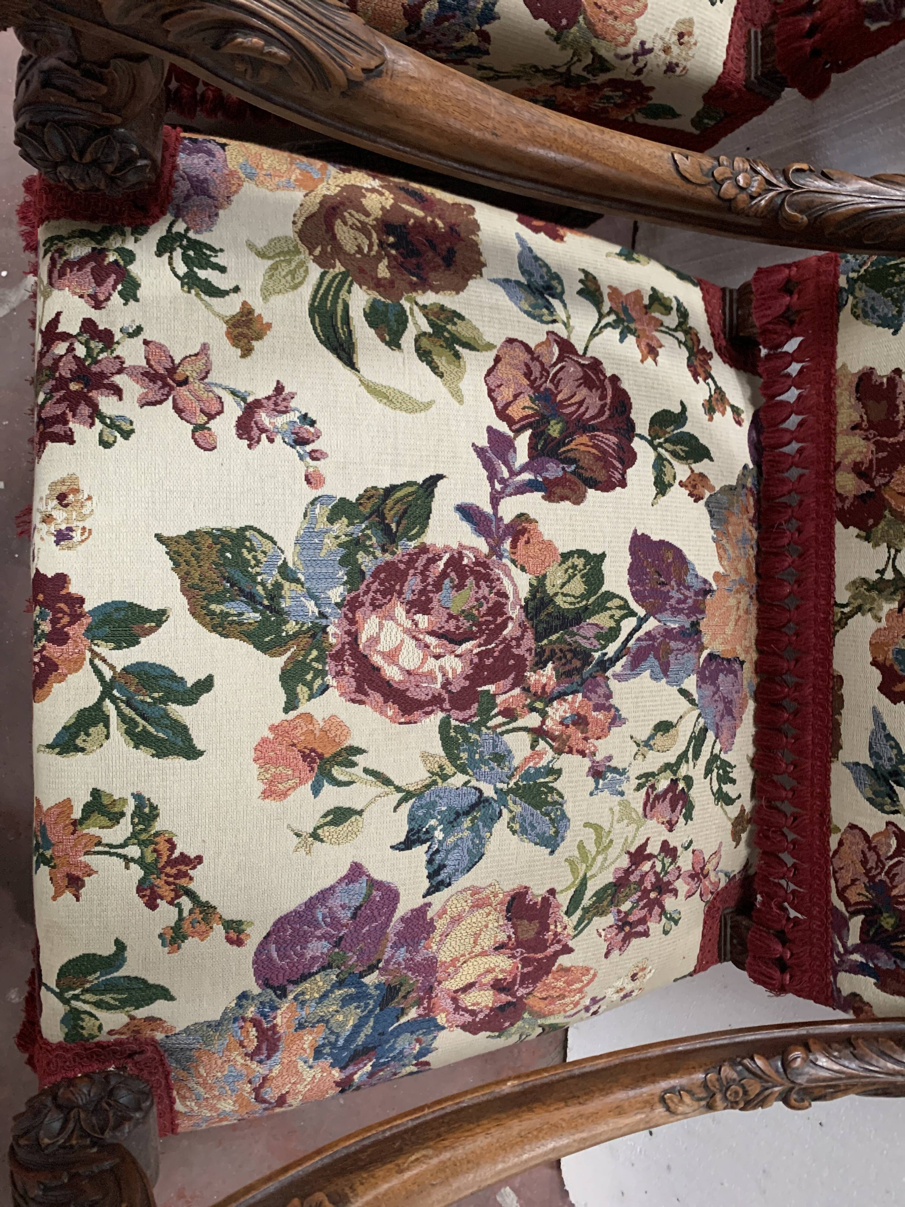 Pair of Renaissance style armchairs in solid walnut, 19th century