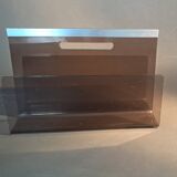 Smoked plexiglass magazine rack, Michel Dumas 1970.
