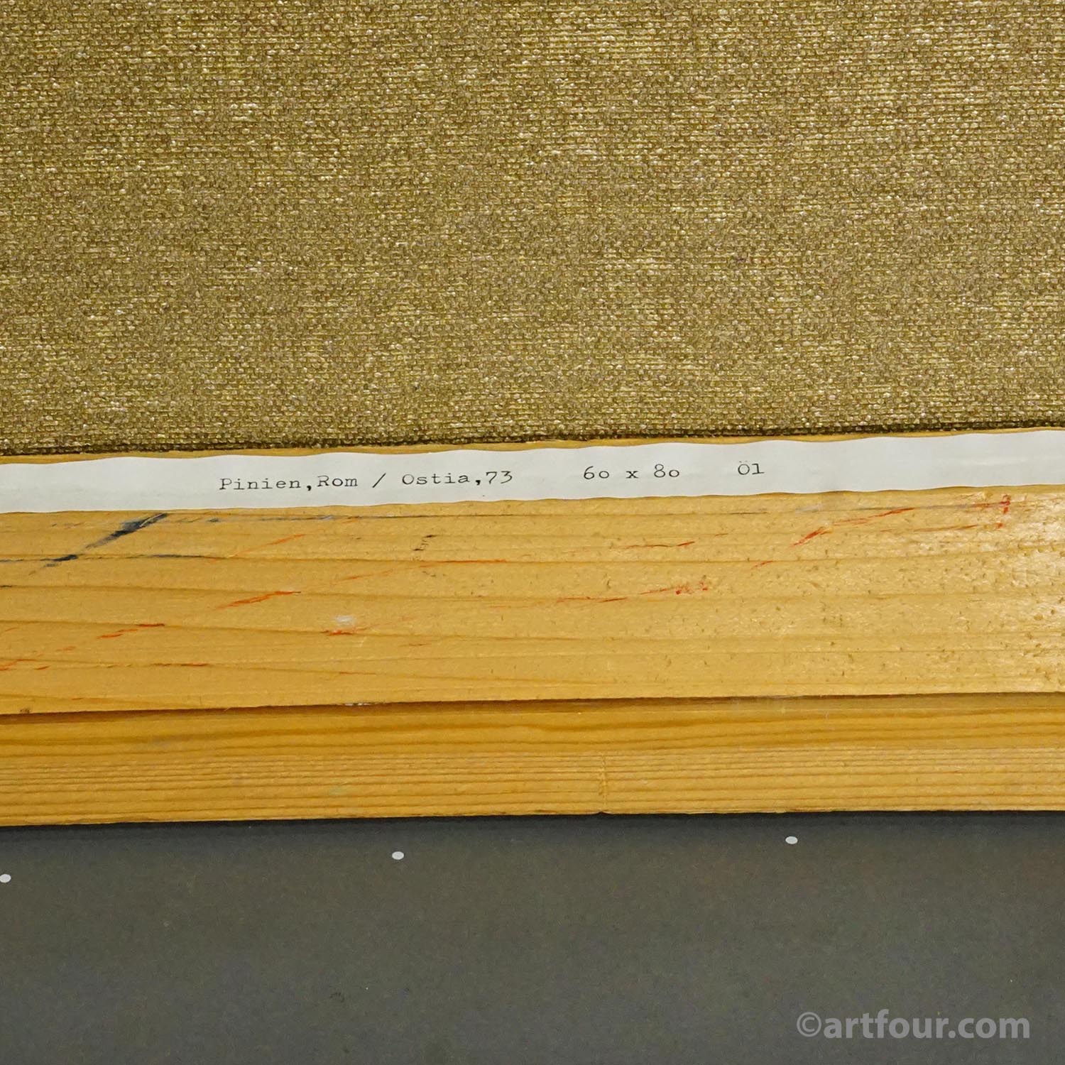 Oil painting by Alexander Michael of a pine forest near Ostia, Italy 1973