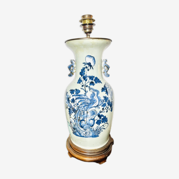 Lampe décorative en céladon motifs grue Chine XIX siècles Dynastie QING.