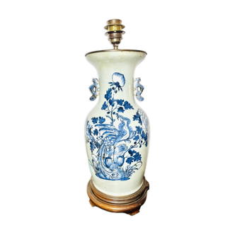 Decorative Celadon lamp with crane motifs China 19th century QING dynasty.