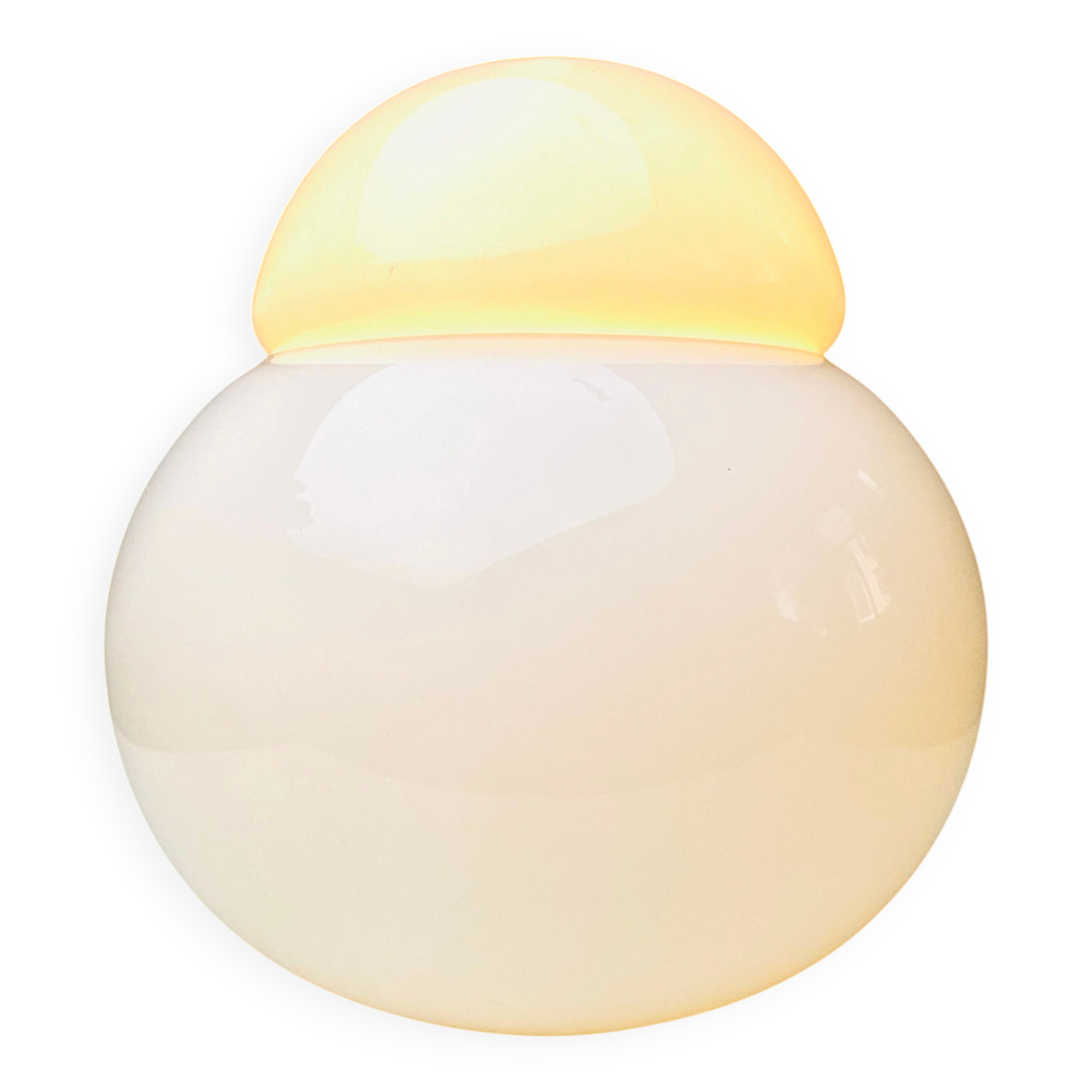 Daruma Picolla Model 5028 Milk Glass Sphere By Sergio Asti For Candle Milano, Italy 1980S