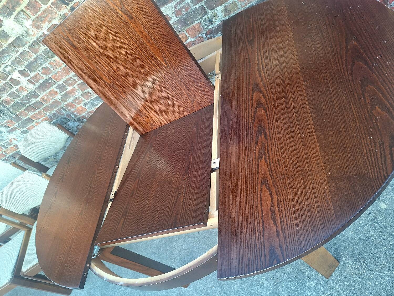 Table et ses 6 chaises vintage en orme, meubles design scandinave