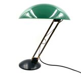 Lampe de table vintage verte et laiton, Italie 1960