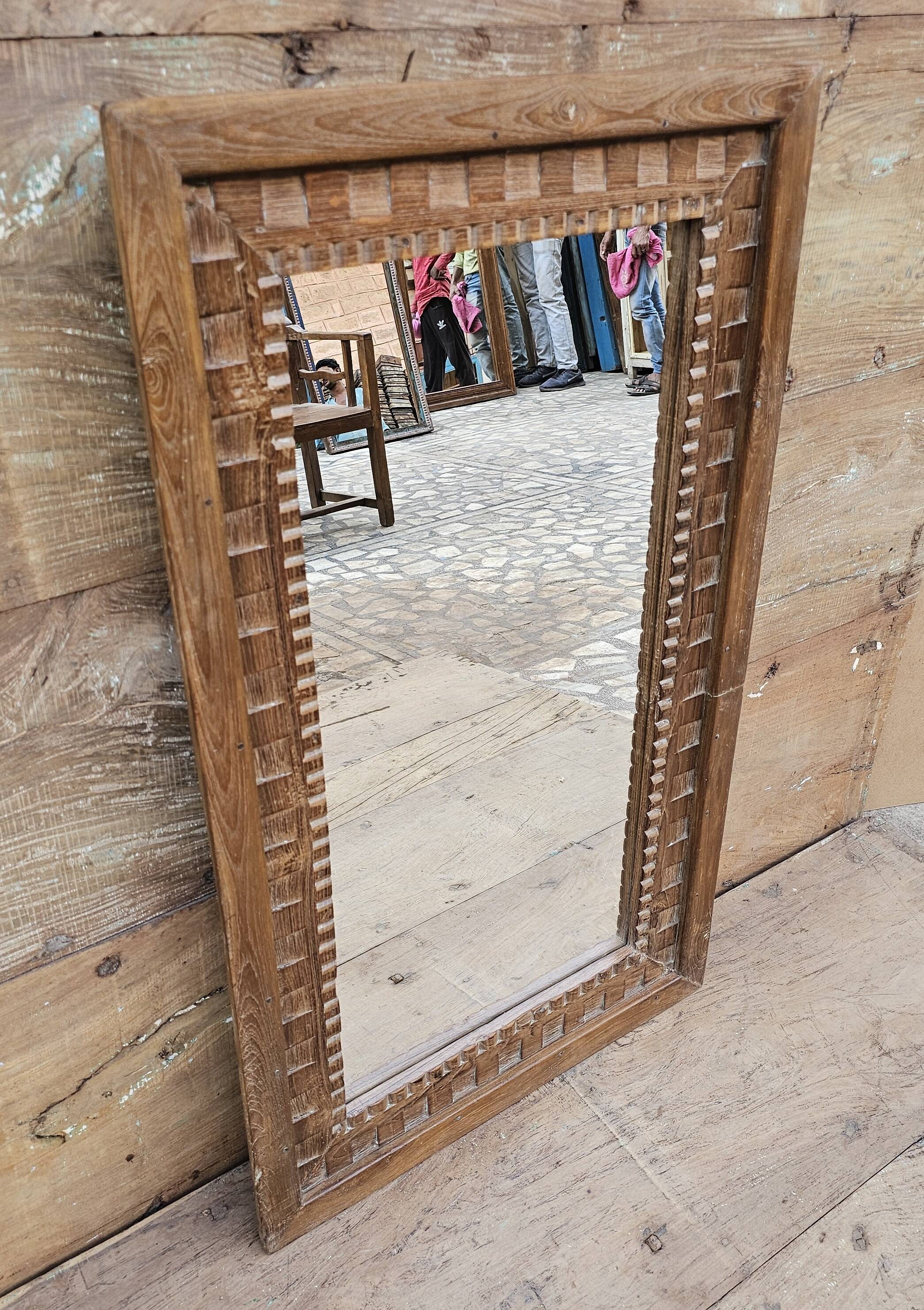 Art Deco mirror in Burmese teak