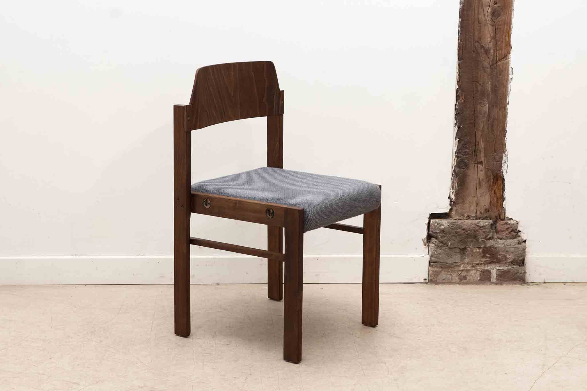 Scandinavian style ebony chair upholstered in gray