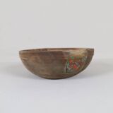 Set of three unique farmhouse bowls from 19th-century Swedish folk art.