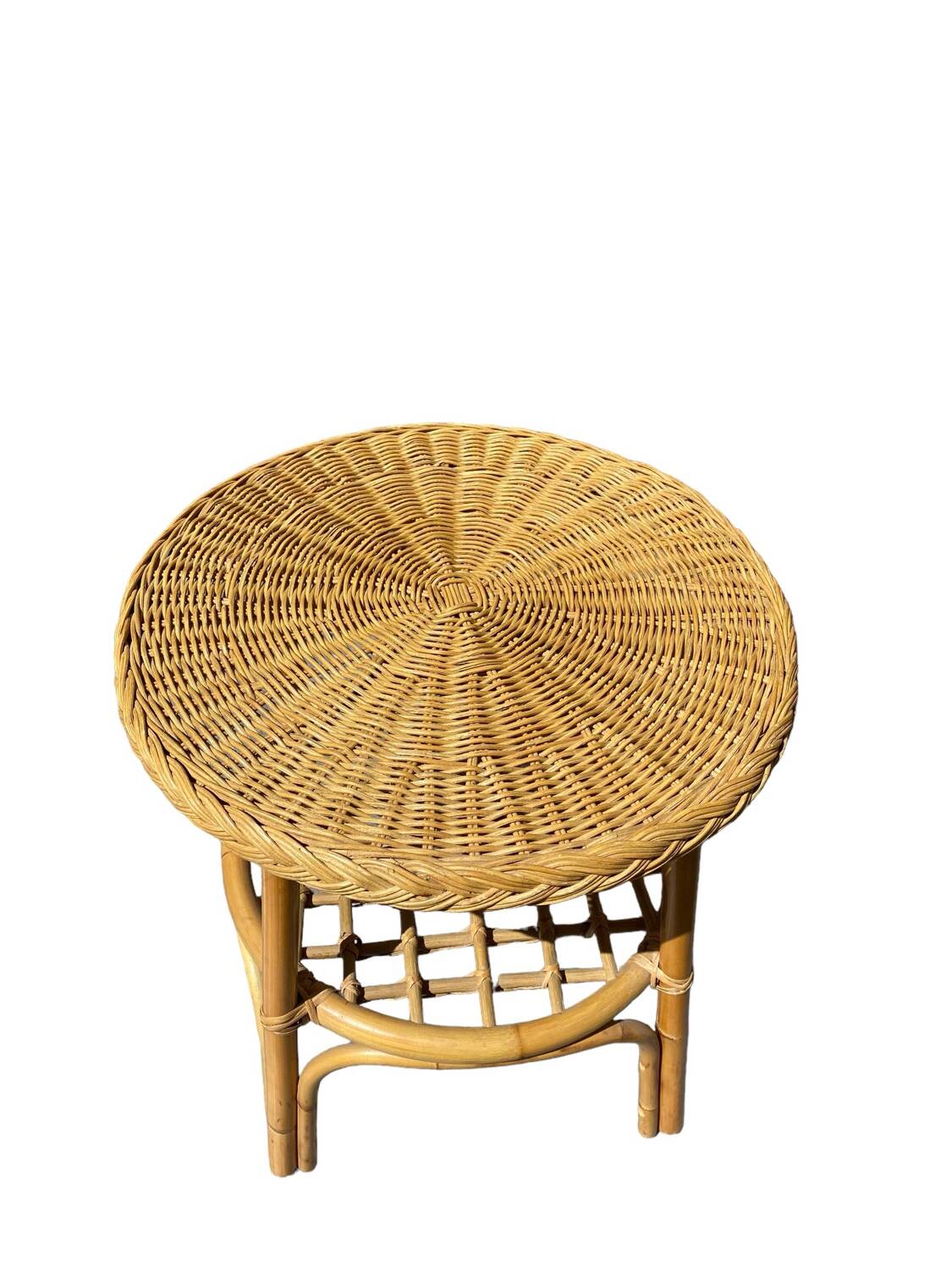 Vintage rattan and wicker coffee table