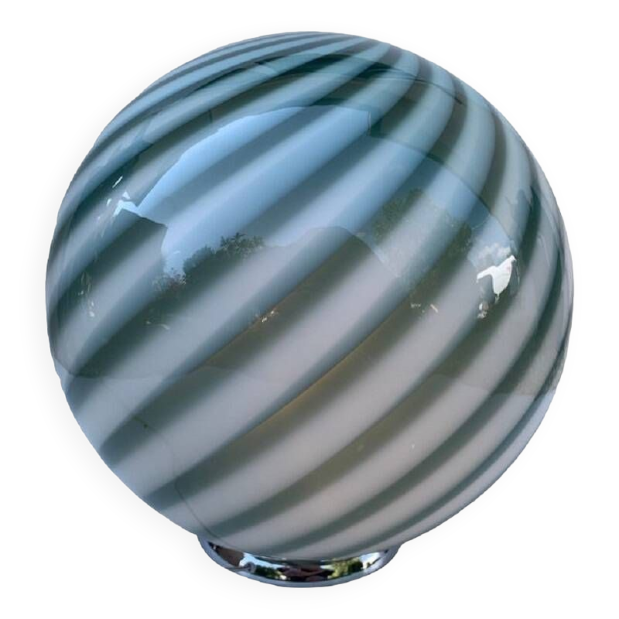 Contemporary milky-green sphere in murano glass swirl table lamp