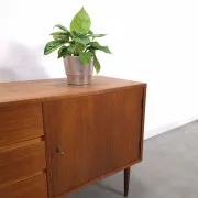Vintage teak cabinet from the 1960s, sideboard with 3 drawers and a door.