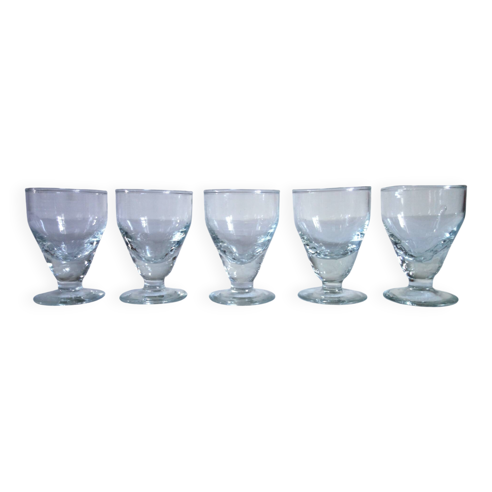 5 small antique absinthe glasses