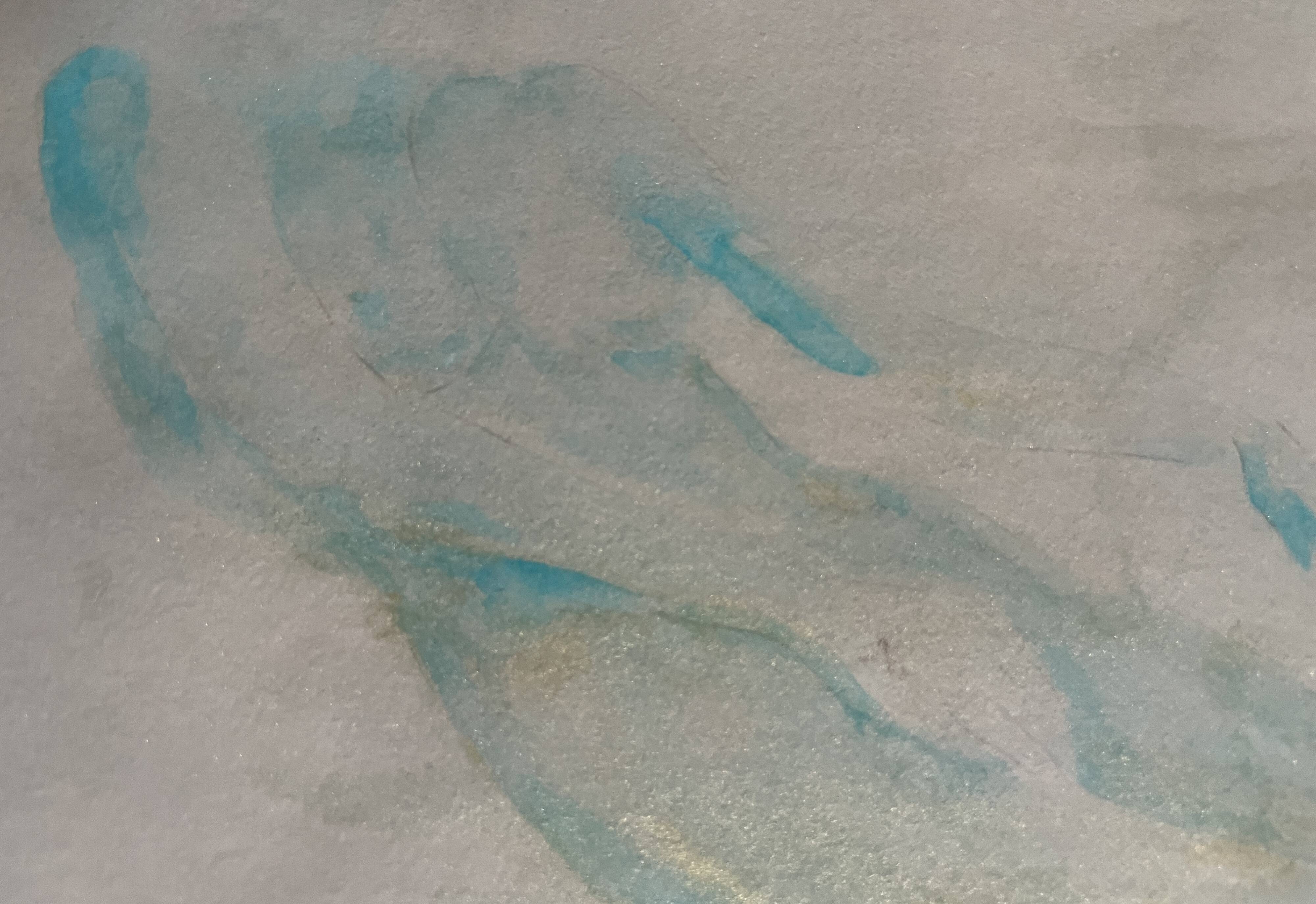 Tableau signé aquarelle monochrome « étude femme allongée »