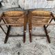 Pair of Rustic Antique Turned Wood Chairs + Woven Straw Seat Wine