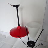 Hanging metal lantern and opaline 60s