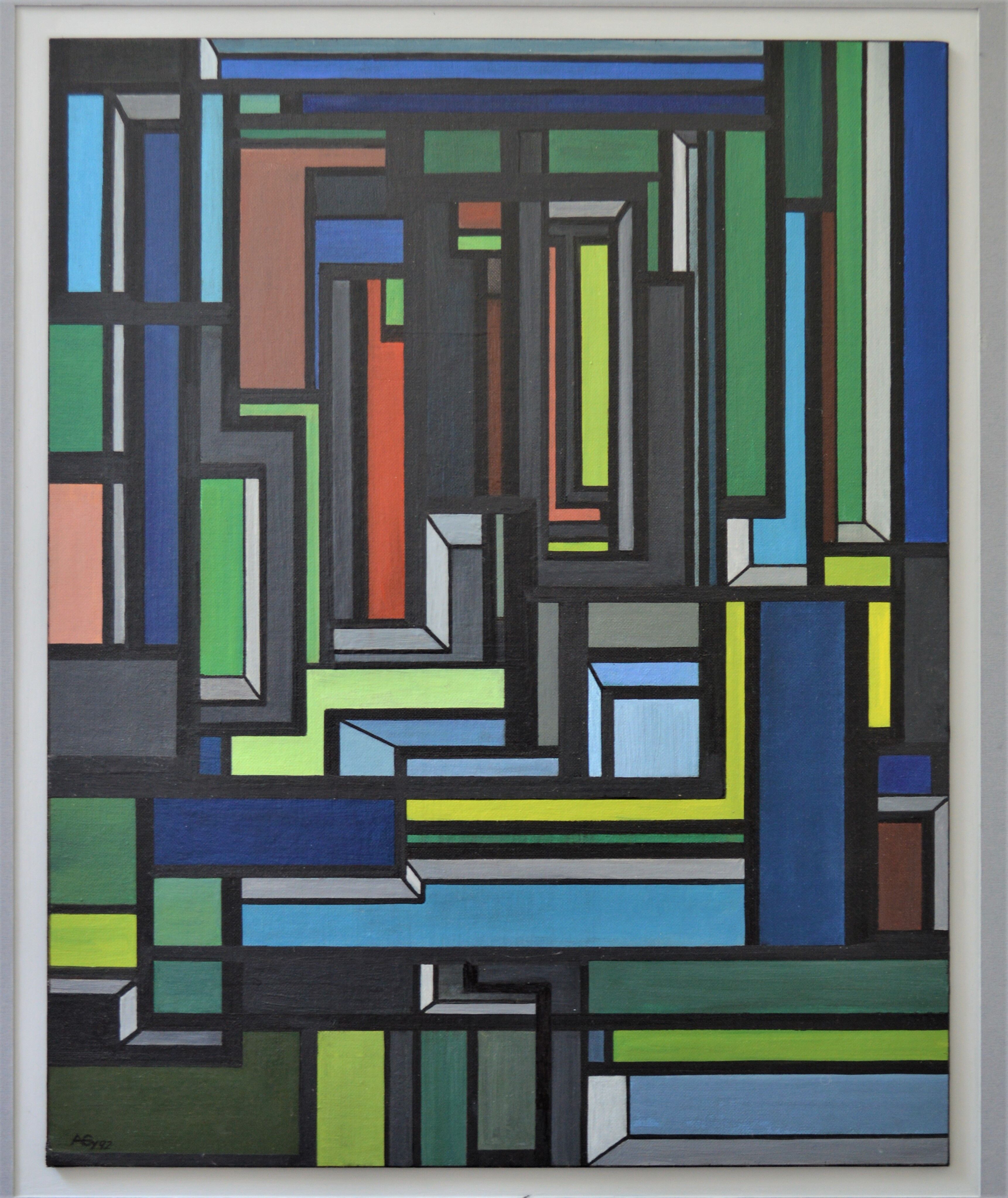 Painting on canvas construction contemporary abstract art
