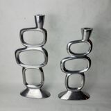 Pair of circle candlesticks by Matthew Hilton, England, 1980
