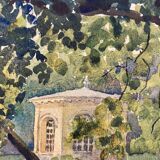 Aquarelle paysage vintage