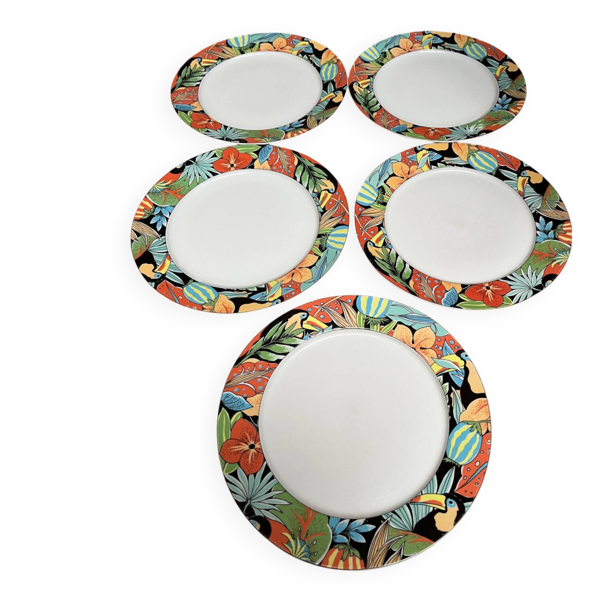 5 Pillivuyt "Toucan" plates