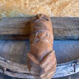 Sculpture African Mask Handcrafted Carved Wood Vintage #D882