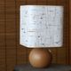 Lamp "ball" in blond wood, fabric lampshade, 70s