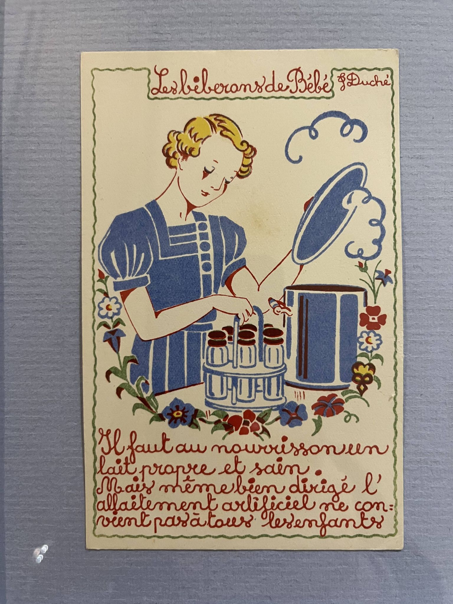 3 illustrations anciennes de puériculture encadrées