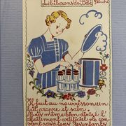 3 illustrations anciennes de puériculture encadrées