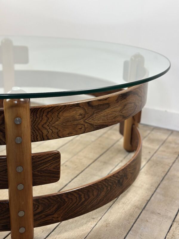 Table basse ronde scandinave en teck 1970