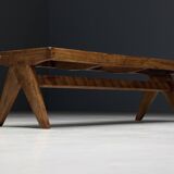 Solid Teak Slatted Bench by Pierre Jeanneret, India, 1950s