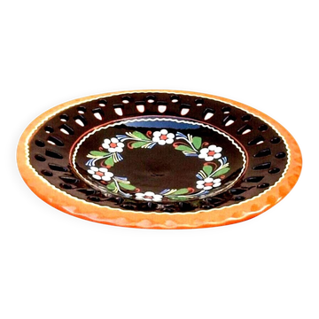 Années 1960 Plat ajouré Céramique traditionnelle Manufacture HMV Hongrie