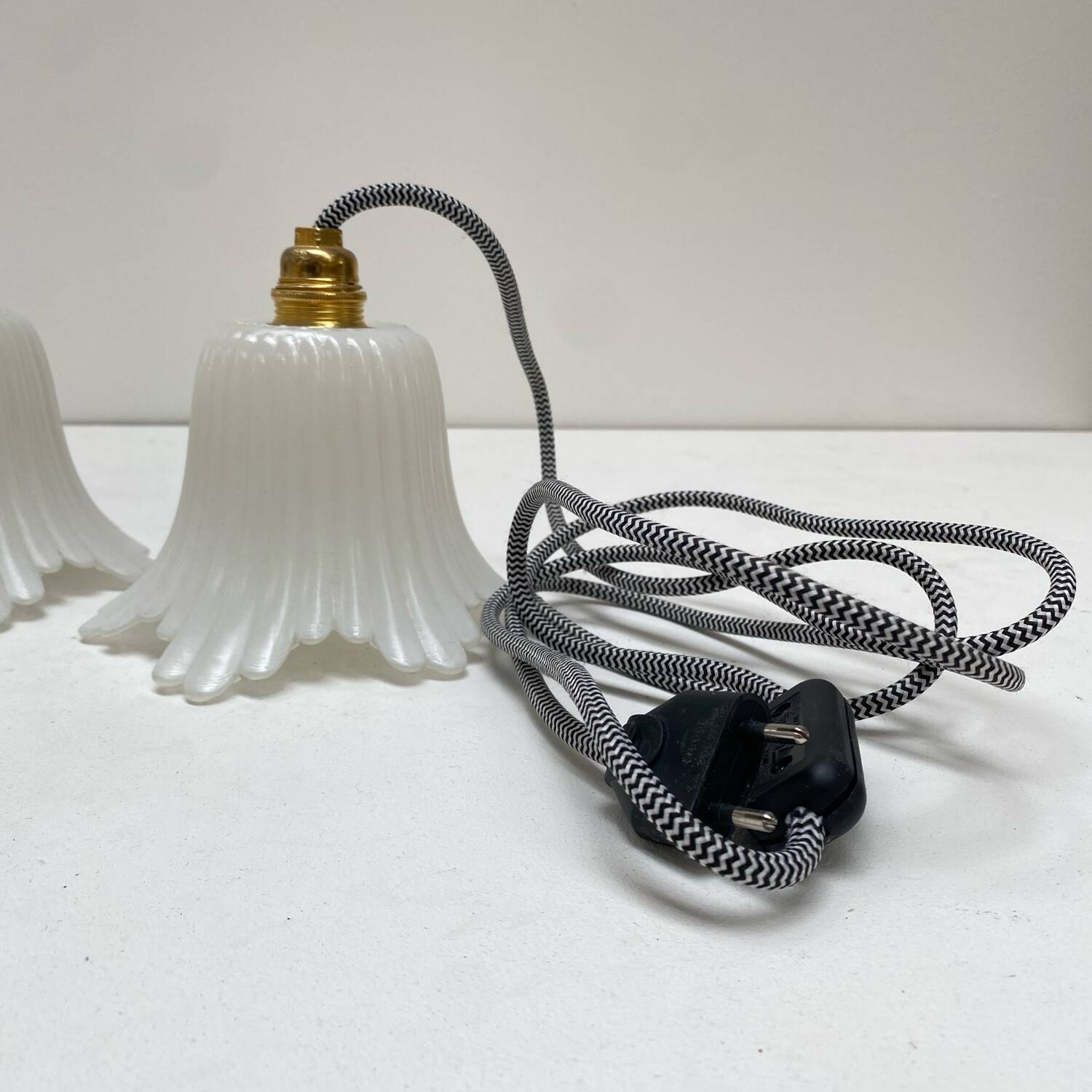 Pair of vintage tulip portable lamps