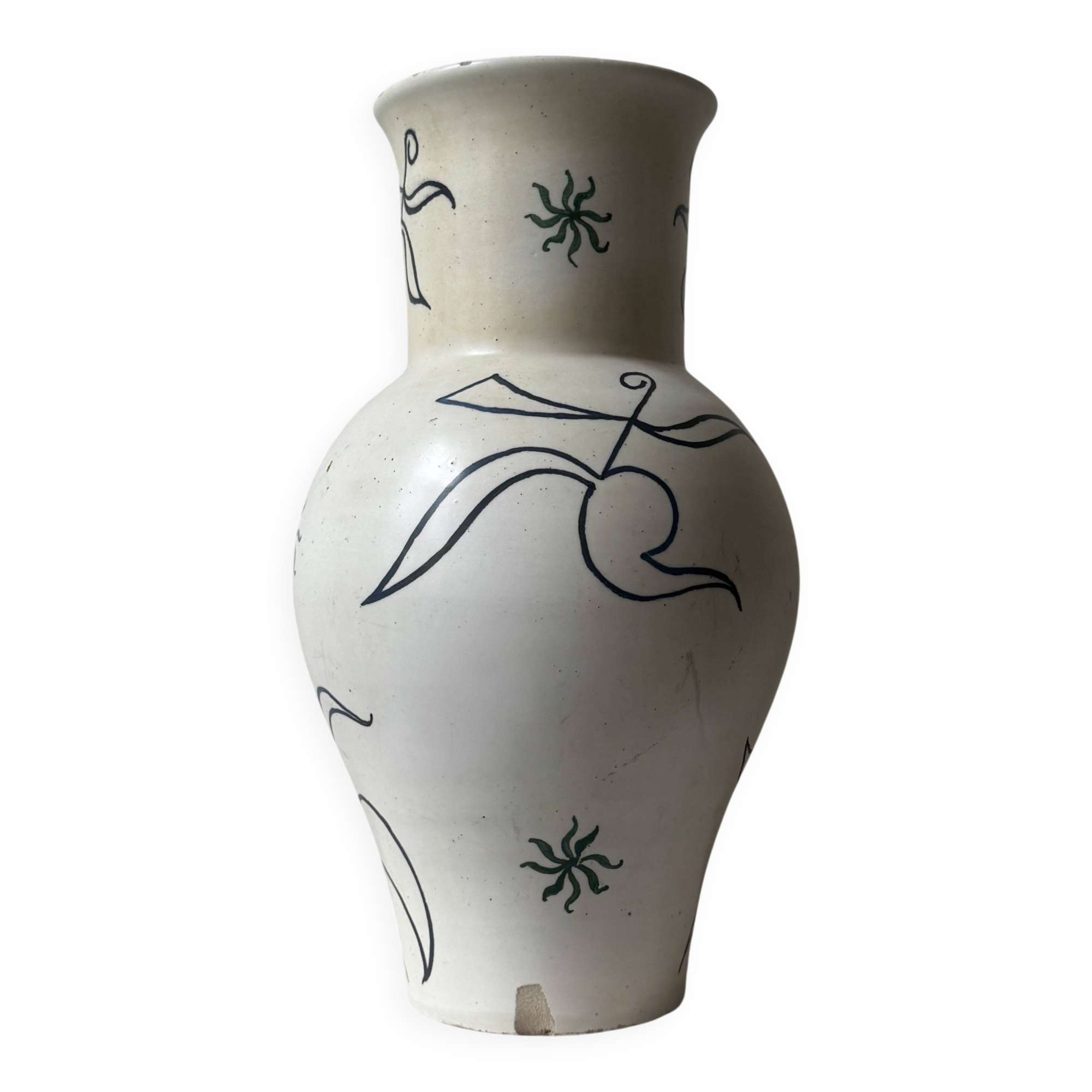 Large white vase decorated with stylised women Cérart Monaco, dlg Matisse 1950