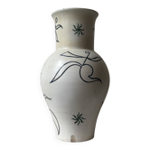 Large white vase decorated with stylised women Cérart Monaco, dlg Matisse 1950