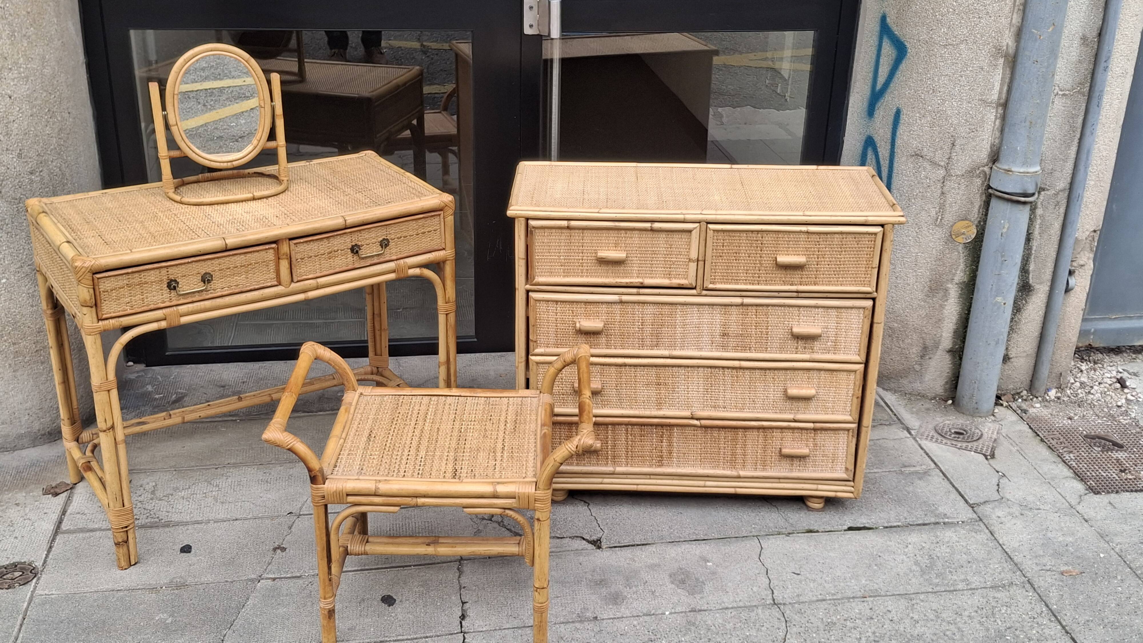 Woven rattan and wicker furniture. Vintage.