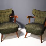 Pair of mid century wingback armchairs, Czechoslovakia, circa 1940´s