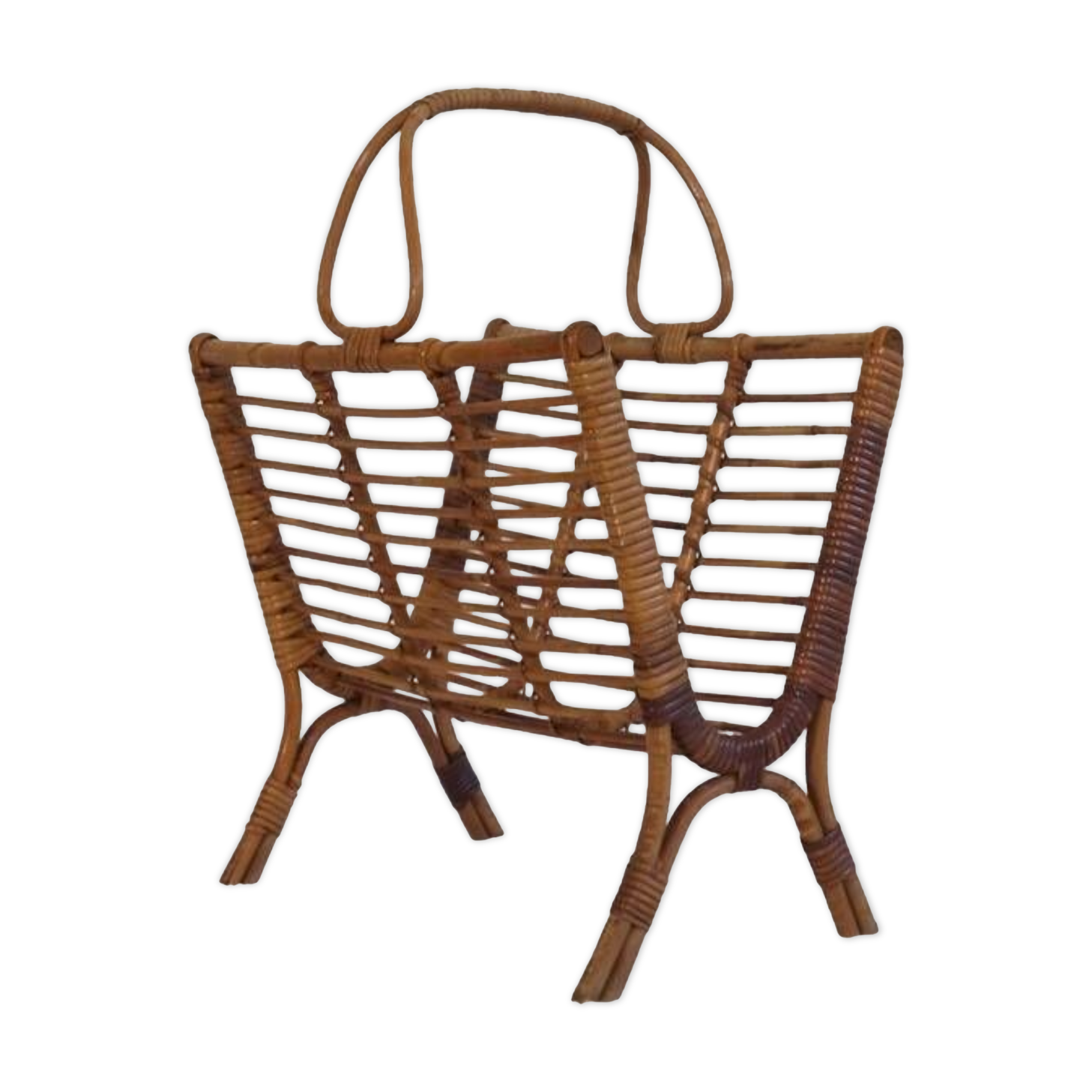 Porte revue vintage en rotin 1960