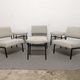 Series of 3 modernist drivers of the 50s /60s and their ottomans