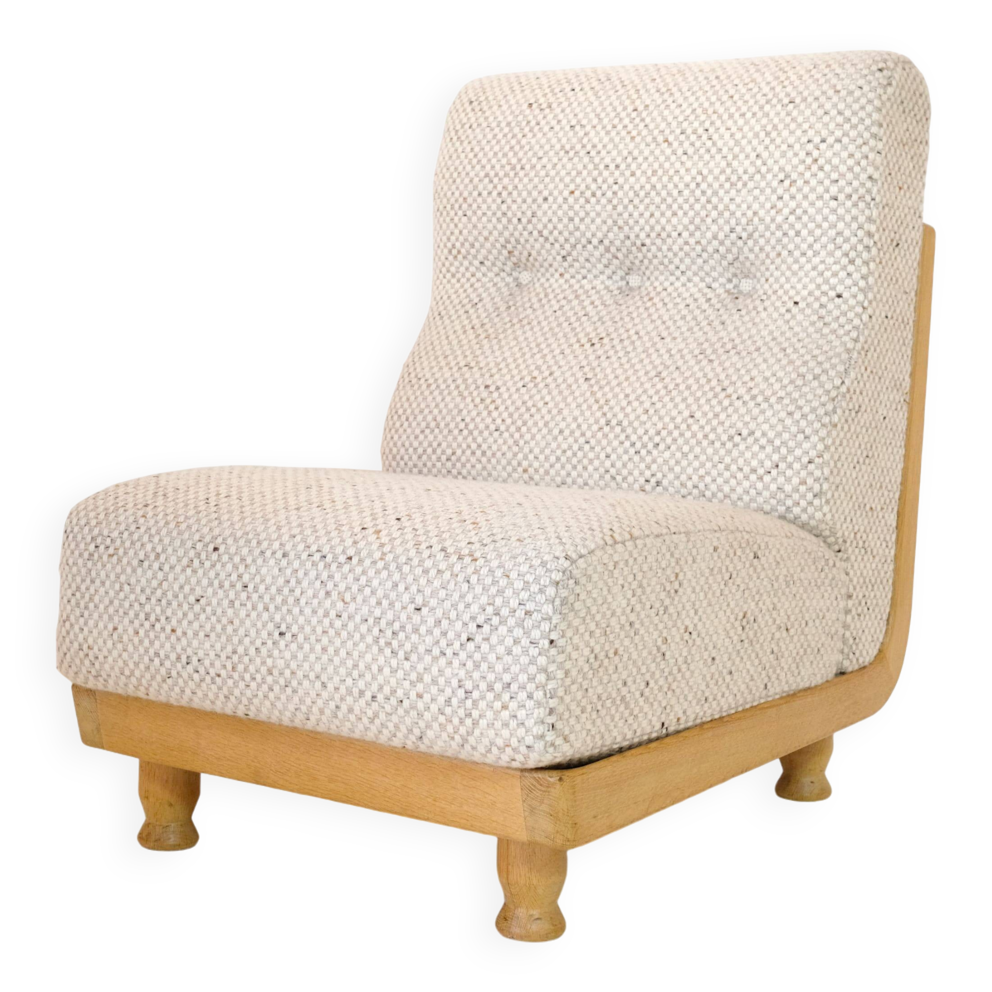 Robert Guillerme & Jacques Chambron, armchair upholstered in beige fabric.