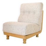 Robert Guillerme & Jacques Chambron, armchair upholstered in beige fabric.