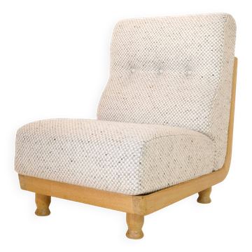 Robert Guillerme & Jacques Chambron, armchair upholstered in beige fabric.