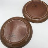 Set of 2 plates in pyrite stoneware with floral decoration h. siegfried, souffle