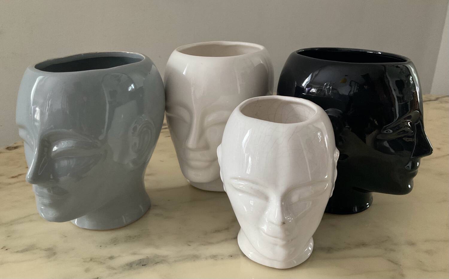 Series of 4 vintage ceramic head vases from the 70s and 80s