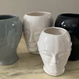 Series of 4 vintage ceramic head vases from the 70s and 80s